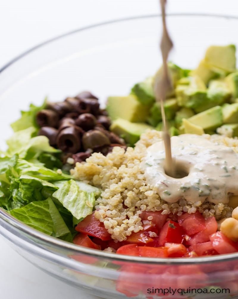 Chopped Quinoa Salad with Chive-Tahini Dressing