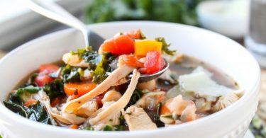 This hearty, healthy white bean soup is full of flavor from the Parmesan rind that you add while cooking. Plus, eating kale makes you feel like a Super Human.